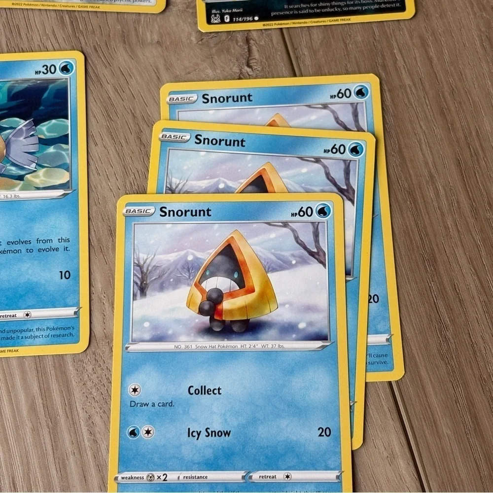 Pokemon Set of 10 Cards LOT Araquanid Feebas Snorunt Fennekin Klink Metang
